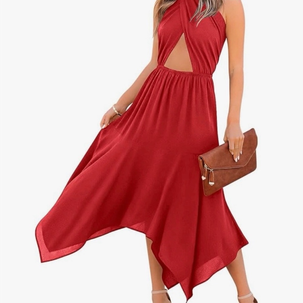Elegant Red Halter Dress